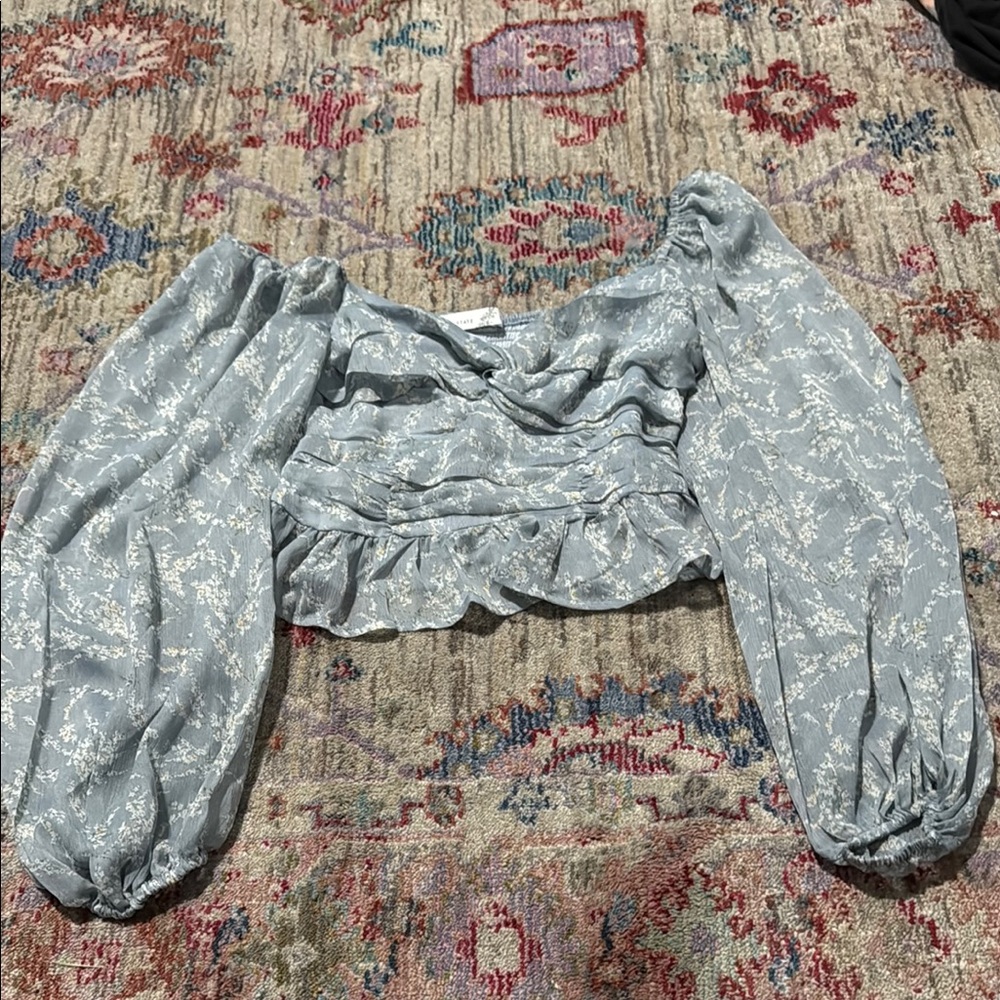 Altar'd State Blue Floral Blouse